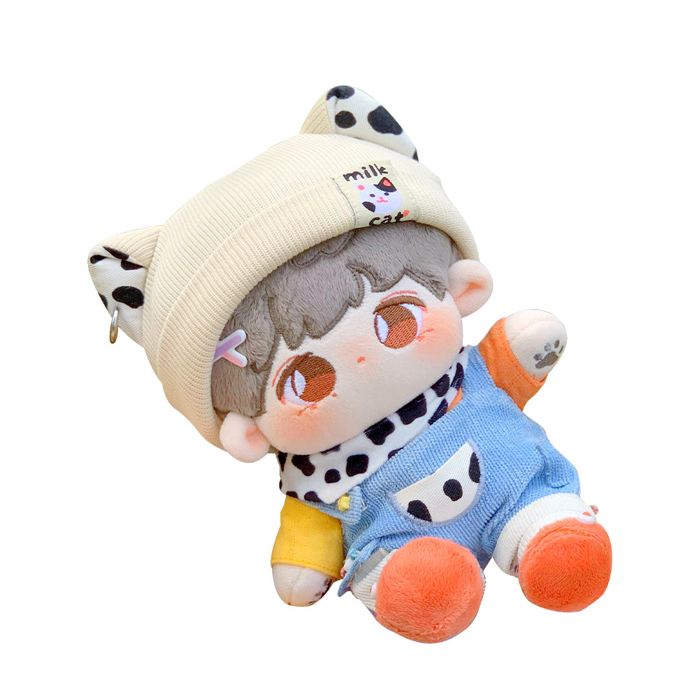 【IN STOCK】PLUSH WONDERLAND Cute Animal Cow 20CM Cotton Doll Overalls Clothes Milk Cat