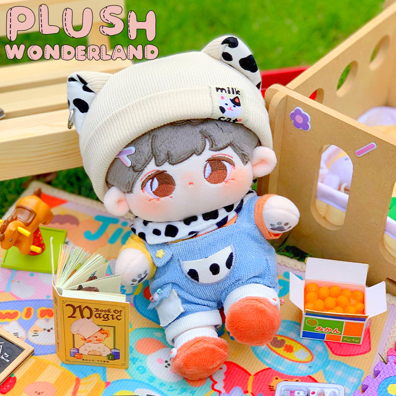 【IN STOCK】PLUSH WONDERLAND Cute Animal Cow 20CM Cotton Doll Overalls Clothes Milk Cat