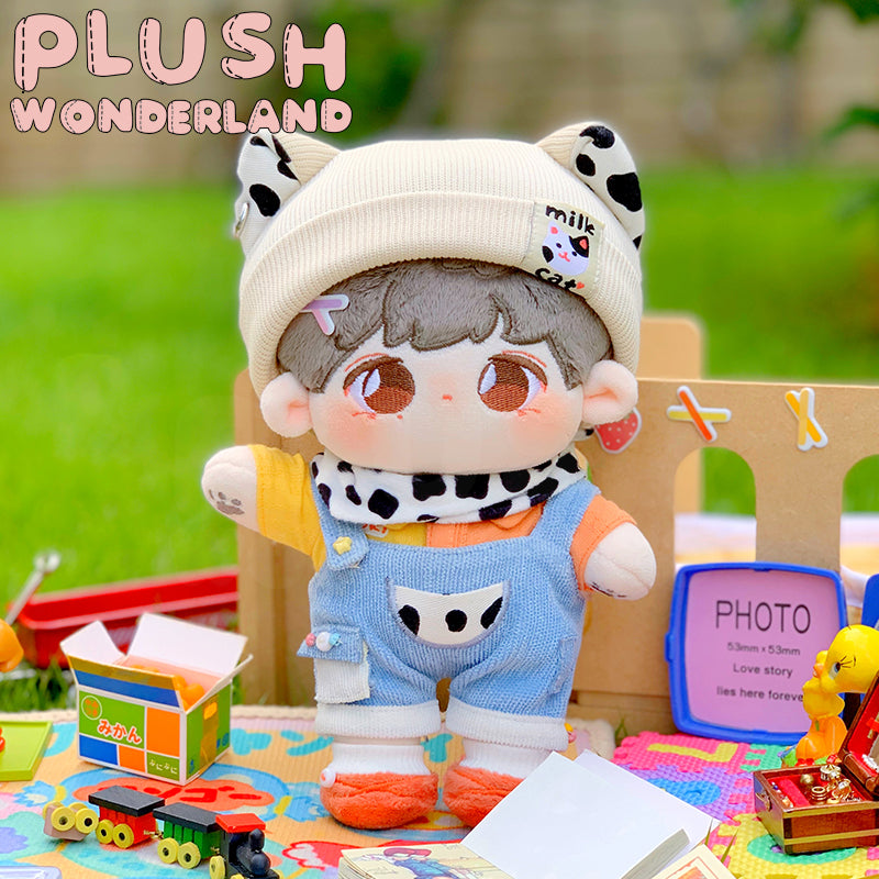 【IN STOCK】PLUSH WONDERLAND Cute Animal Cow 20CM Cotton Doll Overalls Clothes Milk Cat
