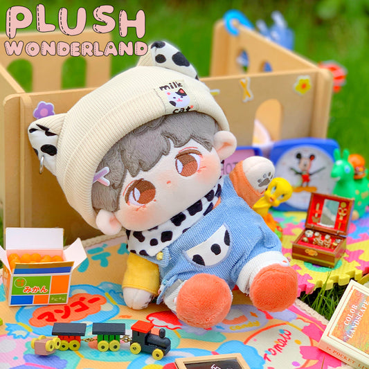 【IN STOCK】PLUSH WONDERLAND Cute Animal Cow 20CM Cotton Doll Overalls Clothes Milk Cat