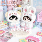【VORVERKAUF】PLUSH WONDERLAND Niedliches Häschen &amp; Welpe Kapuzenpuppenkleid (10 cm) – Geschenk
