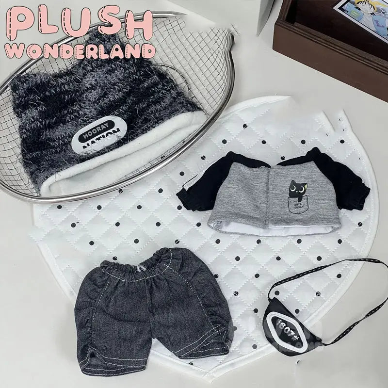 [20CM Doll Clothes] Black‑Grey Cool Sporty Outfit