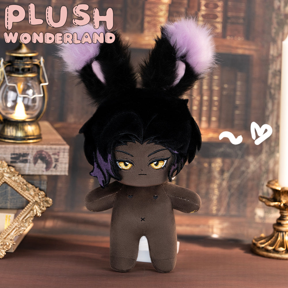 【VORVERKAUF】Plüschtier „WUNDERLAND“: Schwarzes Kaninchen, Reisender, 20 cm, aus Baumwolle