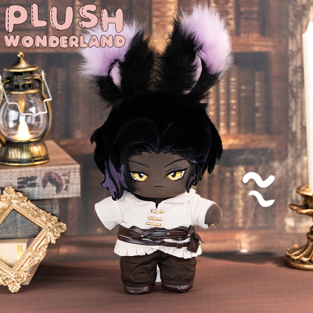 【VORVERKAUF】Plüschtier „WUNDERLAND“: Schwarzes Kaninchen, Reisender, 20 cm, aus Baumwolle