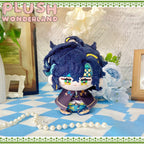 【Auf Lager】Plüschtier „Wunderland“ mit rot-blauen Haaren, 10 cm, aus Baumwolle, Schlüsselanhänger