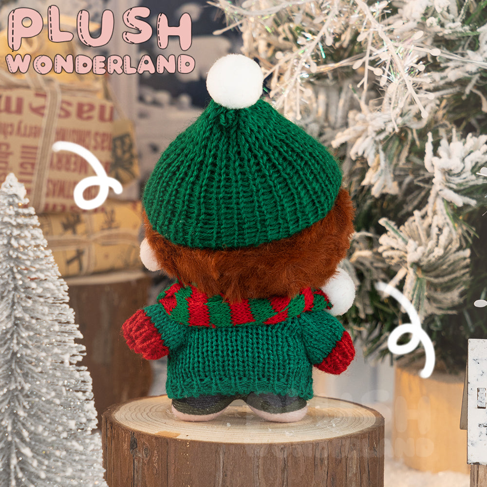 【Auf Lager】Plüschiger Wunderland-Weihnachtspullover, 10 cm, Grün/Rot