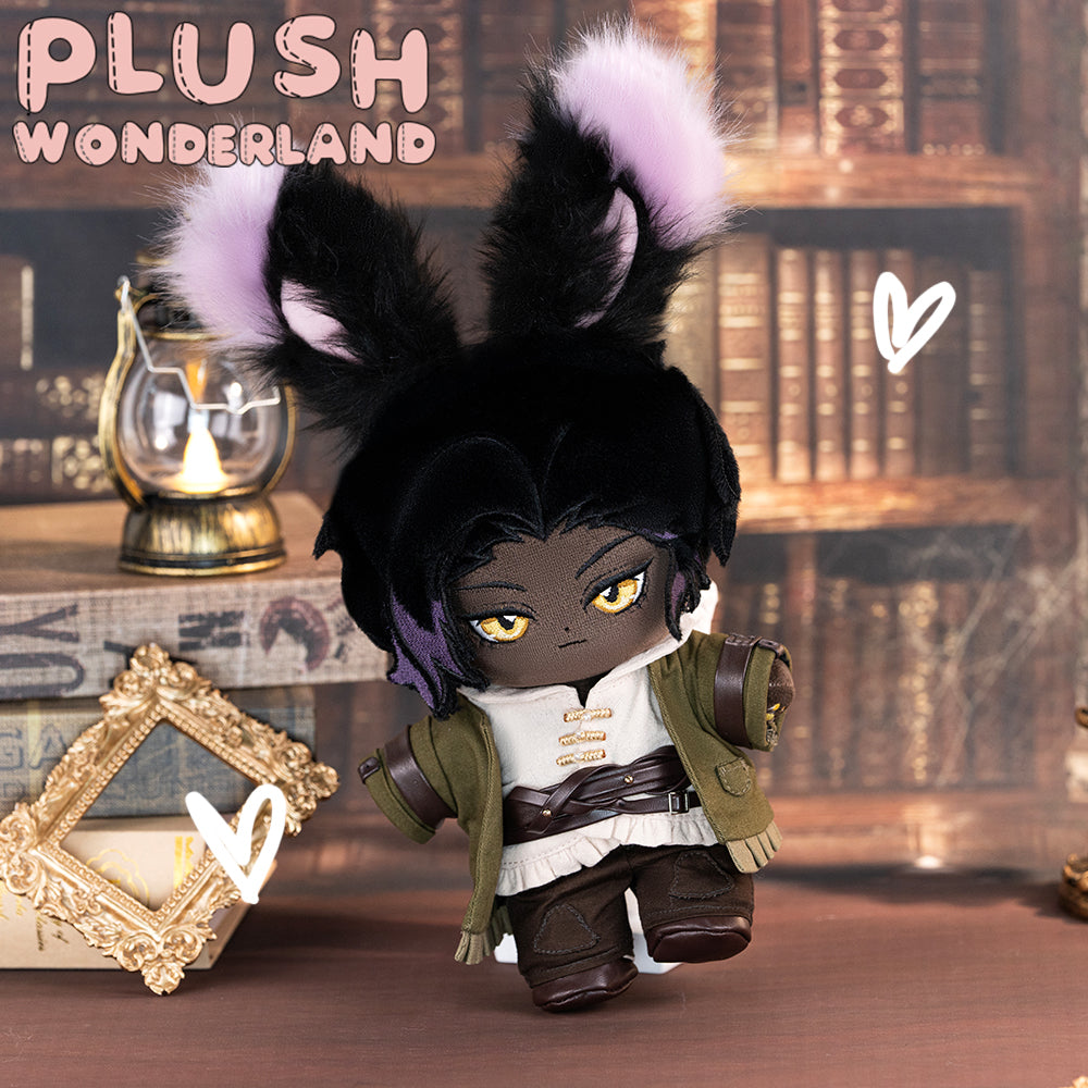 【VORVERKAUF】Plüschtier „WUNDERLAND“: Schwarzes Kaninchen, Reisender, 20 cm, aus Baumwolle