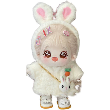 【IN STOCK】PLUSH WONDERLAND Easter Rabbit Fluffy coat Plushies Cotton Doll Clothes 20CM