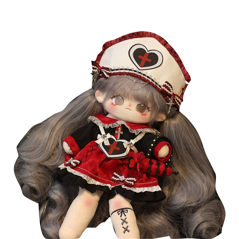【In Stock】PLUSH WONDERLAND Bloody Mary Nurse Gothic Red and Black Plushies Cotton Doll Clothes 20 CM