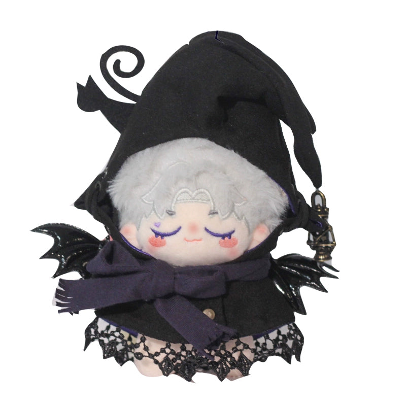 【Auf Lager】Plüsch-Wunderland-Hexe und schwarze Katze Halloween-Set, niedliches Plüschtier-Set, Baumwoll-Puppenkleidung, 10 cm