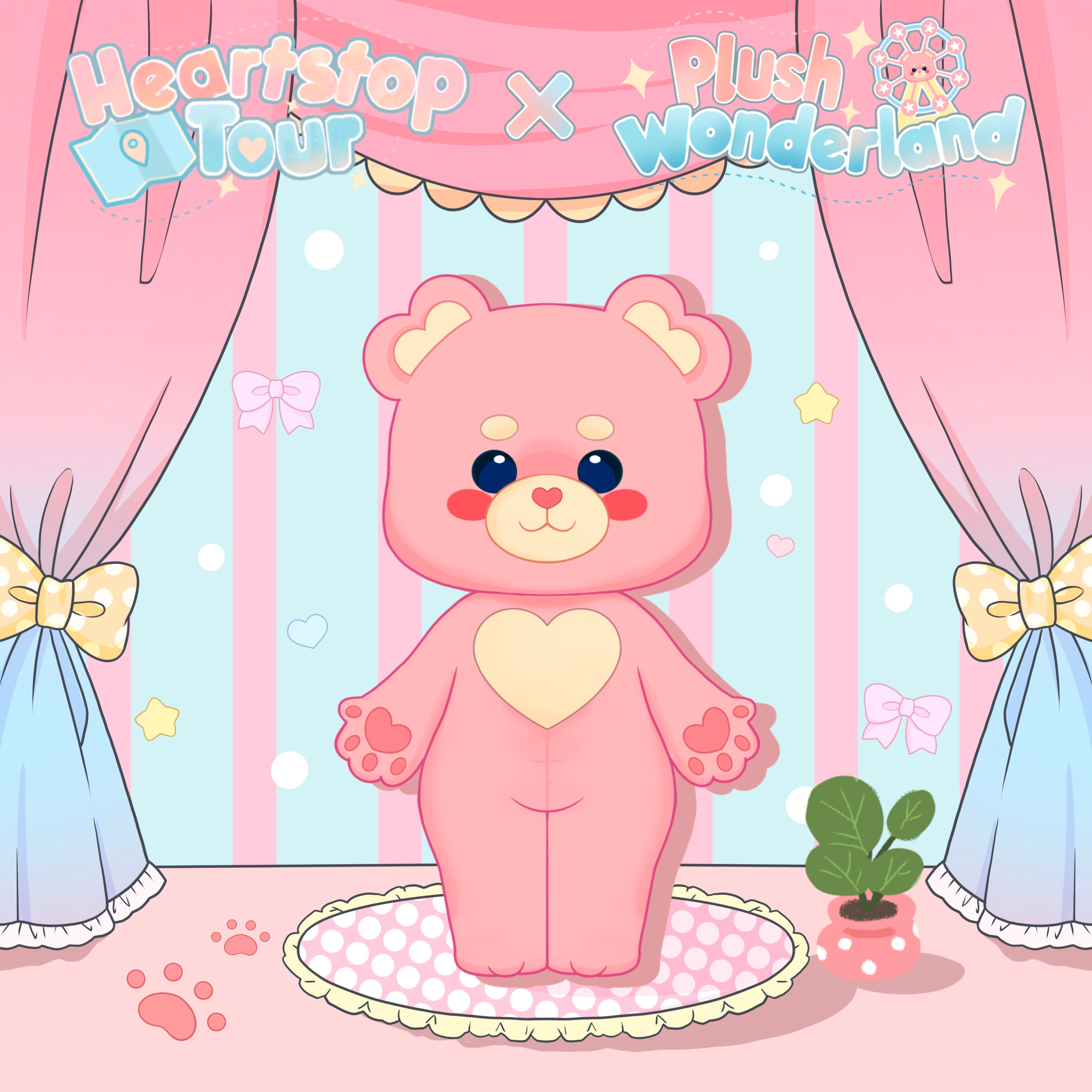 【Umfrage fehlgeschlagen】【Autorisiert】PLUSH WONDERLAND Heartstop Tour Rosa Bär Plüschtier aus Baumwolle, hergestellt von Fans