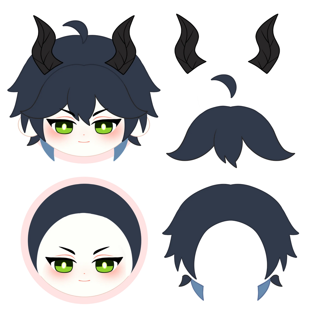 【Plush Design】PLUSH WONDERLAND Mages Dark Blue Hair With Horns Plush badge   【Plush Design】PLUSH WONDERLAND Mages Dark Blue Hair With Horns Plush badge