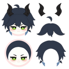 【Plush Design】PLUSH WONDERLAND Mages Dark Blue Hair With Horns Plush badge   【Plush Design】PLUSH WONDERLAND Mages Dark Blue Hair With Horns Plush badge