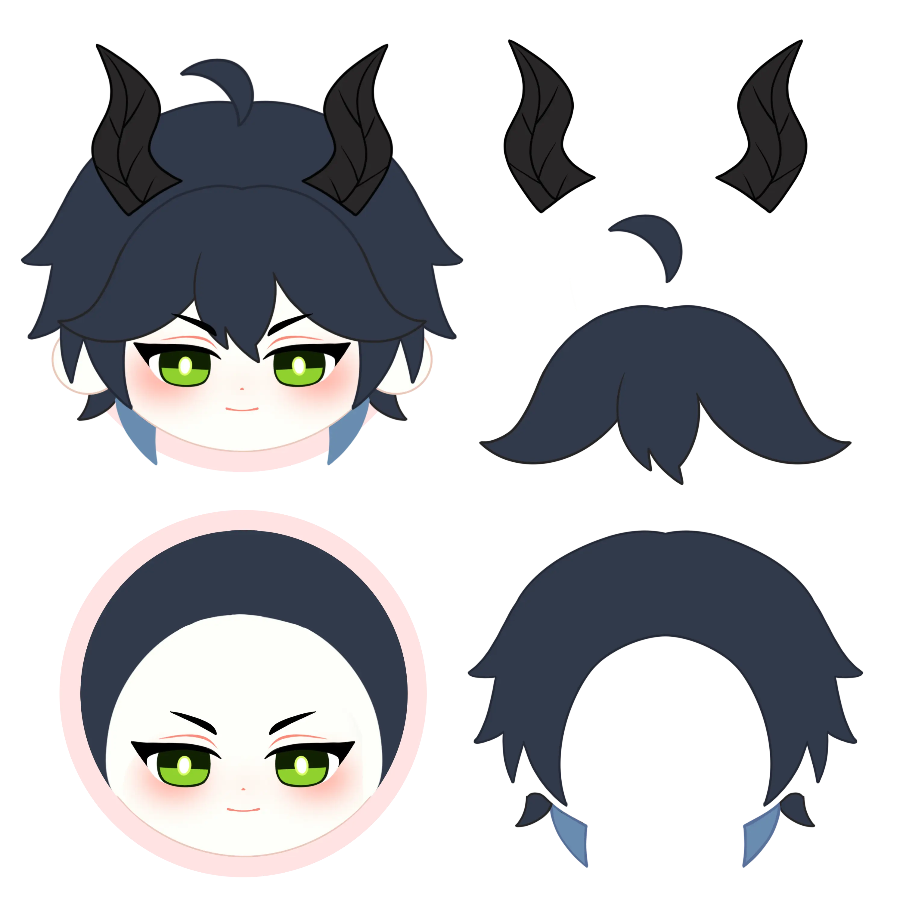 【Plush Design】PLUSH WONDERLAND Mages Dark Blue Hair With Horns Plush badge   【Plush Design】PLUSH WONDERLAND Mages Dark Blue Hair With Horns Plush badge