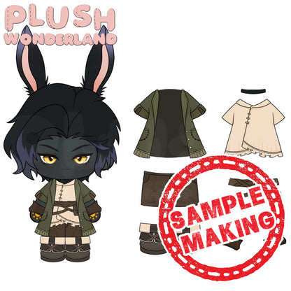 【Sample Making】PLUSH WONDERLAND Black Rabbit Traveler Plushie 20CM Cotton Doll