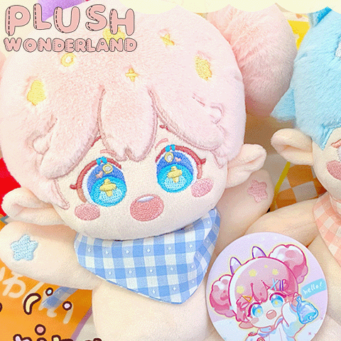 PLUSH WONDERLAND  Milky Pink＆Blue Cotton Doll Plushie No Character20CM